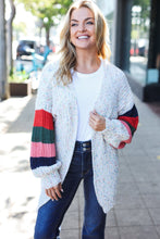 Load image into Gallery viewer, Weekend Ready Ivory Multicolor Mixed Thread Bubble Sleeve Cardigan
