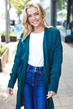 Load image into Gallery viewer, Everyday Hunter Green Striped Knit Open Cardigan
