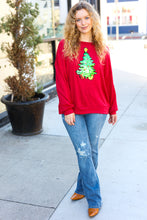 Load image into Gallery viewer, More The Merrier Red Sequin Christmas Tree Hacci Top
