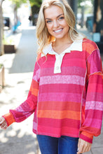 Load image into Gallery viewer, Be Bold Magenta Striped Button Down Placket Collared Top
