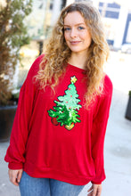 Load image into Gallery viewer, More The Merrier Red Sequin Christmas Tree Hacci Top
