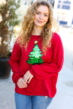 Load image into Gallery viewer, More The Merrier Red Sequin Christmas Tree Hacci Top
