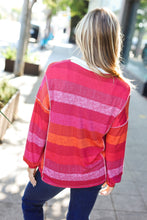 Load image into Gallery viewer, Be Bold Magenta Striped Button Down Placket Collared Top
