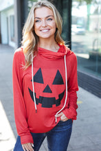 Load image into Gallery viewer, Halloween Jack-O-Lantern Terry Thumb Hole Double Hoodie
