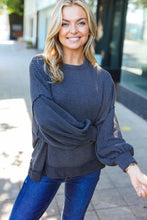 Load image into Gallery viewer, Weekend Ready Charcoal Mineral Wash Rib Pullover Top
