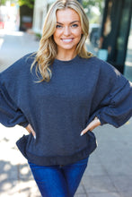 Load image into Gallery viewer, Weekend Ready Charcoal Mineral Wash Rib Pullover Top
