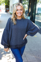 Load image into Gallery viewer, Weekend Ready Charcoal Mineral Wash Rib Pullover Top
