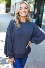 Load image into Gallery viewer, Weekend Ready Charcoal Mineral Wash Rib Pullover Top
