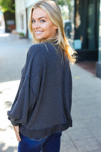 Load image into Gallery viewer, Weekend Ready Charcoal Mineral Wash Rib Pullover Top
