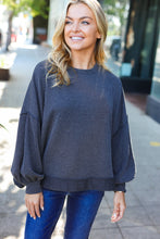 Load image into Gallery viewer, Weekend Ready Charcoal Mineral Wash Rib Pullover Top
