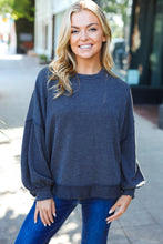 Load image into Gallery viewer, Weekend Ready Charcoal Mineral Wash Rib Pullover Top
