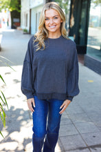 Load image into Gallery viewer, Weekend Ready Charcoal Mineral Wash Rib Pullover Top
