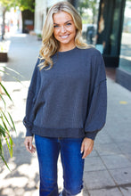 Load image into Gallery viewer, Weekend Ready Charcoal Mineral Wash Rib Pullover Top
