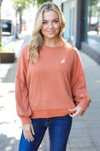 Load image into Gallery viewer, Weekend Ready Rust Mineral Wash Rib Pullover Top
