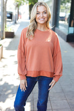 Load image into Gallery viewer, Weekend Ready Rust Mineral Wash Rib Pullover Top
