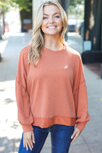 Load image into Gallery viewer, Weekend Ready Rust Mineral Wash Rib Pullover Top
