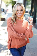 Load image into Gallery viewer, Weekend Ready Rust Mineral Wash Rib Pullover Top
