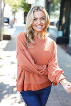 Load image into Gallery viewer, Weekend Ready Rust Mineral Wash Rib Pullover Top
