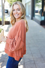 Load image into Gallery viewer, Weekend Ready Rust Mineral Wash Rib Pullover Top
