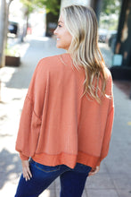 Load image into Gallery viewer, Weekend Ready Rust Mineral Wash Rib Pullover Top
