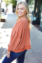 Load image into Gallery viewer, Weekend Ready Rust Mineral Wash Rib Pullover Top
