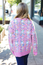 Load image into Gallery viewer, Adorable Pink Multicolor Popcorn Knit Sweater
