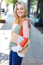 Load image into Gallery viewer, Be Bold Ivory &amp; Rust Checker Jacquard Knit Sweater
