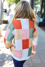 Load image into Gallery viewer, Be Bold Ivory &amp; Rust Checker Jacquard Knit Sweater
