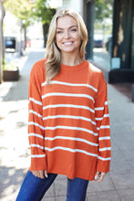 Load image into Gallery viewer, Stand Out Rust Striped Oversized Knit Sweater
