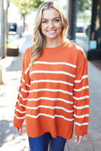 Load image into Gallery viewer, Stand Out Rust Striped Oversized Knit Sweater
