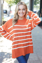 Load image into Gallery viewer, Stand Out Rust Striped Oversized Knit Sweater
