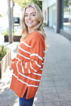 Load image into Gallery viewer, Stand Out Rust Striped Oversized Knit Sweater
