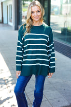 Load image into Gallery viewer, Stand Out Hunter Green Striped Oversized Knit Sweater
