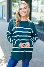 Load image into Gallery viewer, Stand Out Hunter Green Striped Oversized Knit Sweater
