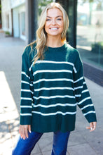 Load image into Gallery viewer, Stand Out Hunter Green Striped Oversized Knit Sweater
