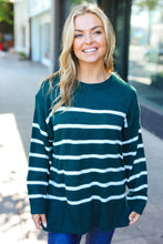 Load image into Gallery viewer, Stand Out Hunter Green Striped Oversized Knit Sweater
