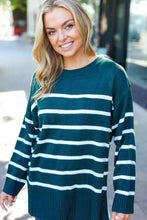 Load image into Gallery viewer, Stand Out Hunter Green Striped Oversized Knit Sweater
