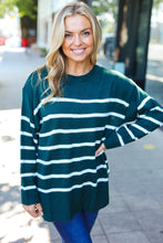 Load image into Gallery viewer, Stand Out Hunter Green Striped Oversized Knit Sweater
