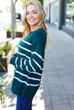 Load image into Gallery viewer, Stand Out Hunter Green Striped Oversized Knit Sweater
