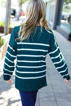 Load image into Gallery viewer, Stand Out Hunter Green Striped Oversized Knit Sweater
