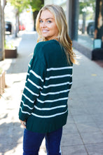 Load image into Gallery viewer, Stand Out Hunter Green Striped Oversized Knit Sweater
