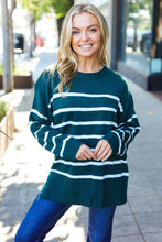 Load image into Gallery viewer, Stand Out Hunter Green Striped Oversized Knit Sweater
