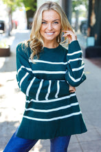 Load image into Gallery viewer, Stand Out Hunter Green Striped Oversized Knit Sweater
