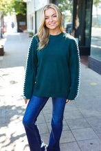 Load image into Gallery viewer, Fall Vibes Hunter Green Rib Knit Large Stitch Oversized Sweater
