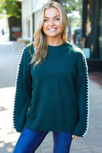 Load image into Gallery viewer, Fall Vibes Hunter Green Rib Knit Large Stitch Oversized Sweater
