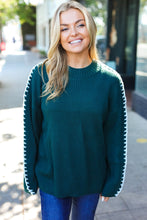 Load image into Gallery viewer, Fall Vibes Hunter Green Rib Knit Large Stitch Oversized Sweater
