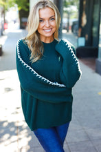 Load image into Gallery viewer, Fall Vibes Hunter Green Rib Knit Large Stitch Oversized Sweater
