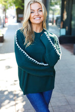 Load image into Gallery viewer, Fall Vibes Hunter Green Rib Knit Large Stitch Oversized Sweater
