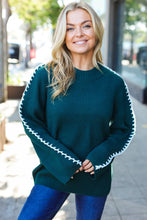 Load image into Gallery viewer, Fall Vibes Hunter Green Rib Knit Large Stitch Oversized Sweater
