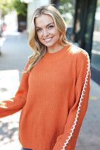 Load image into Gallery viewer, Fall Vibes Rust Rib Knit Large Stitch Oversized Sweater
